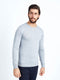 Regular fit wool blend grey long sleeve knitted crew neck mish mash