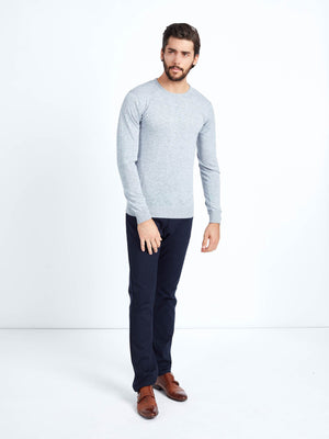 Regular fit wool blend grey long sleeve knitted crew neck mish mash