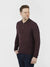 Regular fit wool blend plum long sleeve knitted polo mish mash