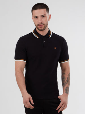 Regular Fit Textured Cotton Jersey Stockholm Black Polo