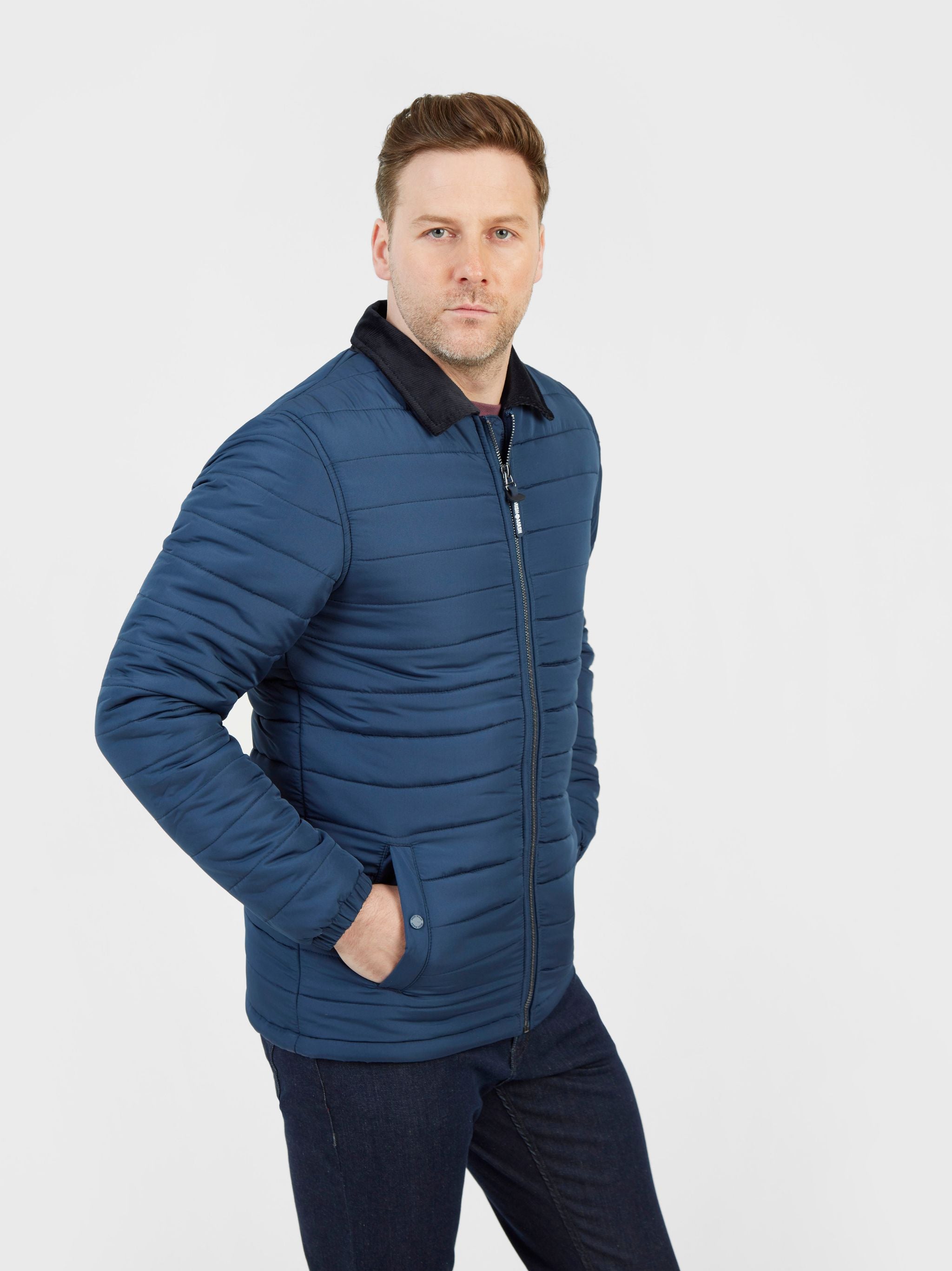 Regular Fit Roman Navy Casual Puffer Jacket