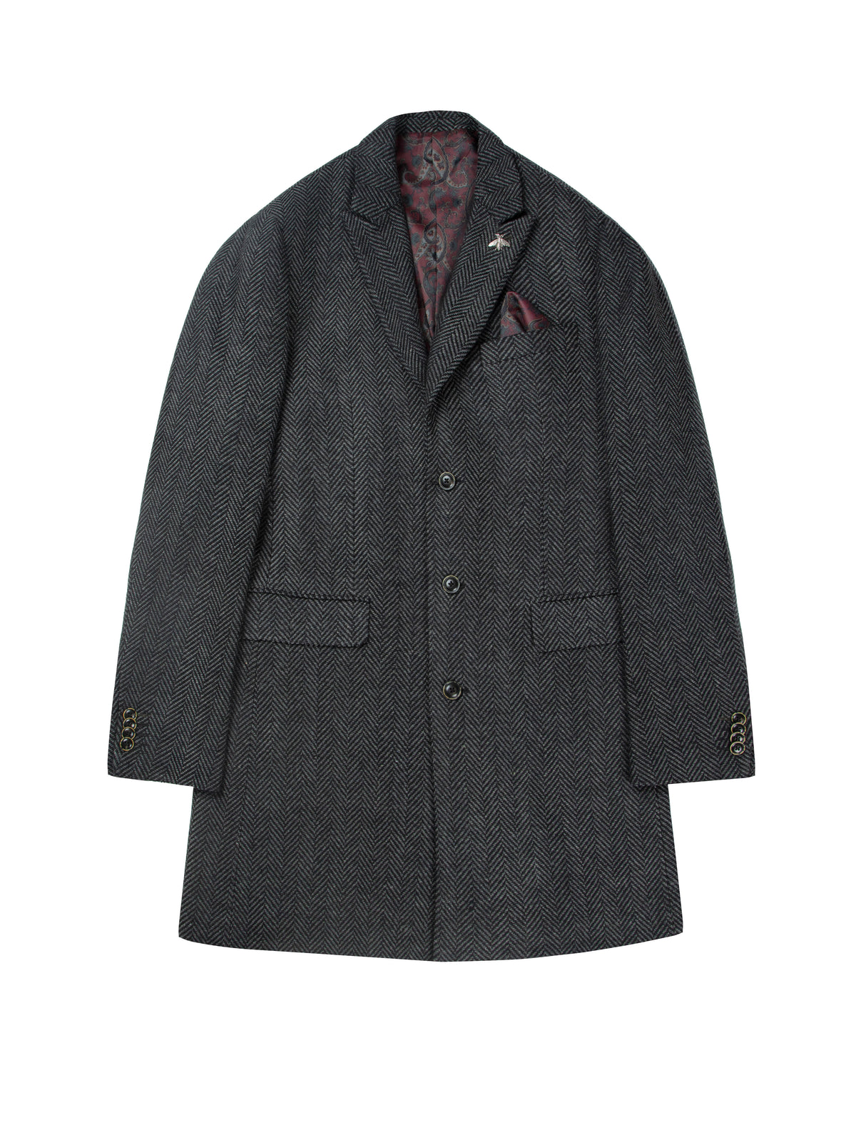Regular Fit Tailored Karter Herringbone Over Coat