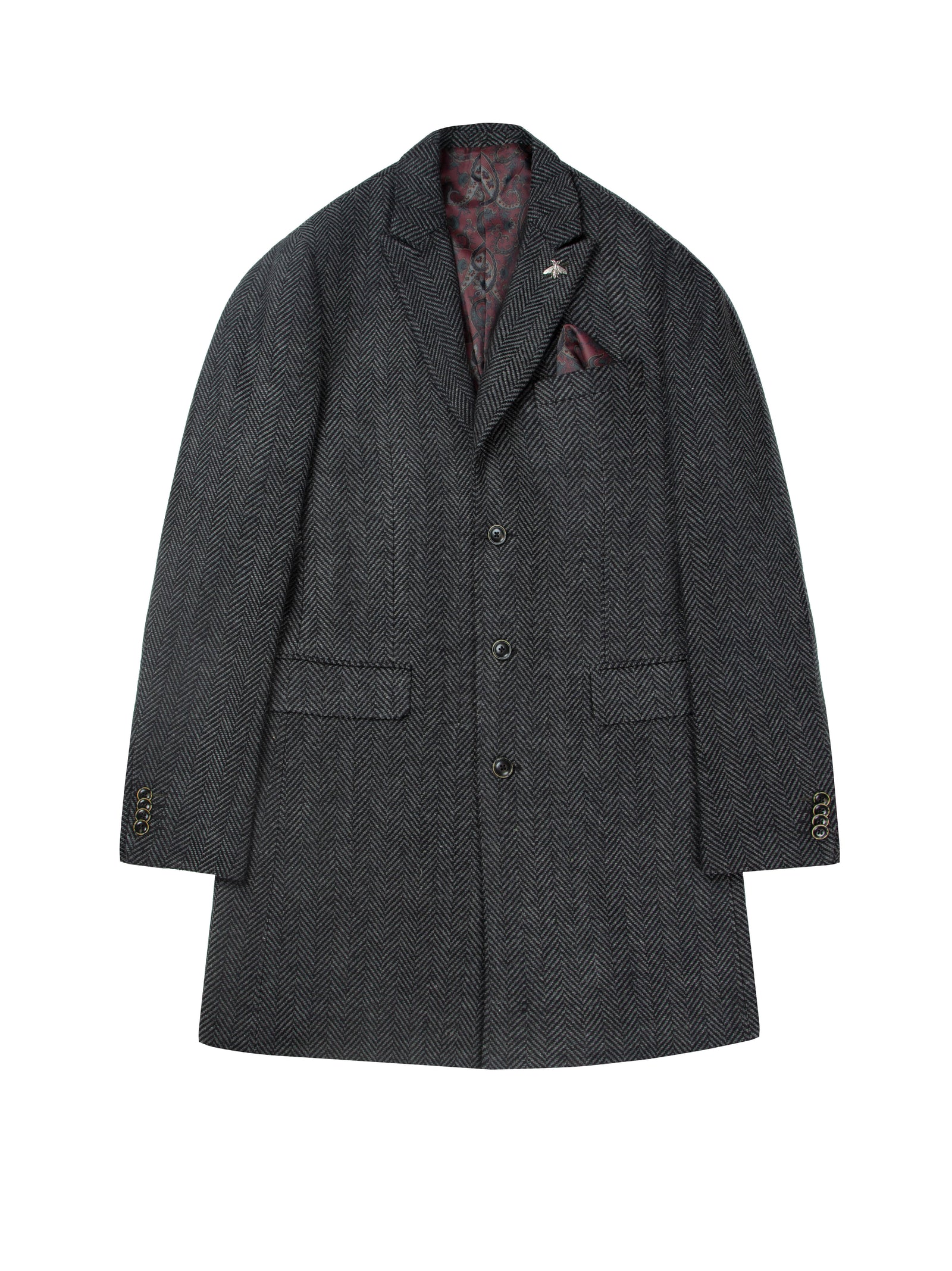 Regular Fit Tailored Karter Herringbone Over Coat
