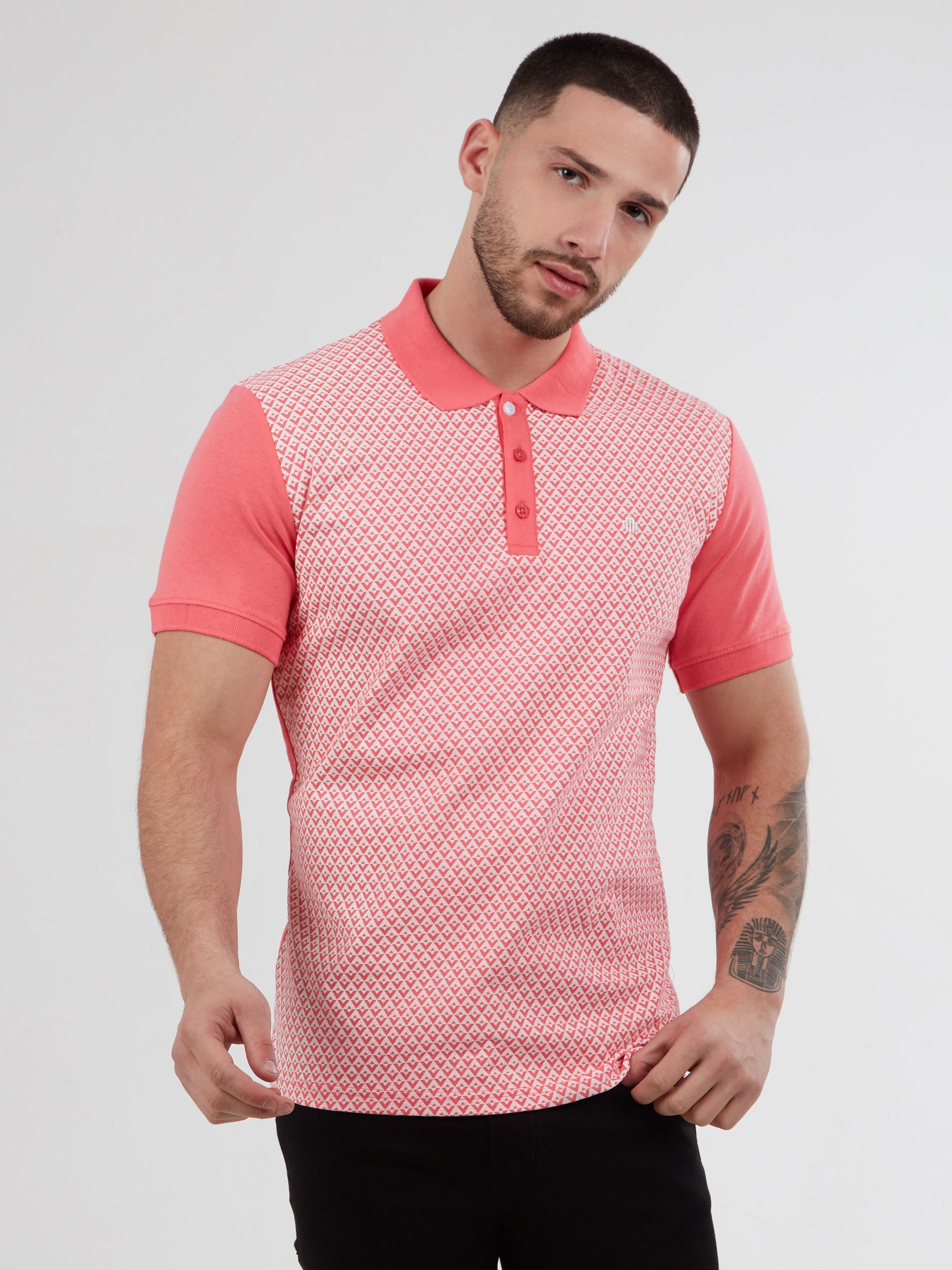 Regular Fit Sirus Pale Red Printed Jersey Polo