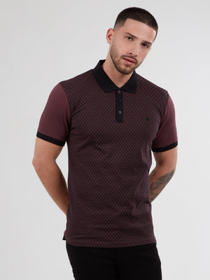 Regular Fit Sirus Burgundy Printed Jersey Polo