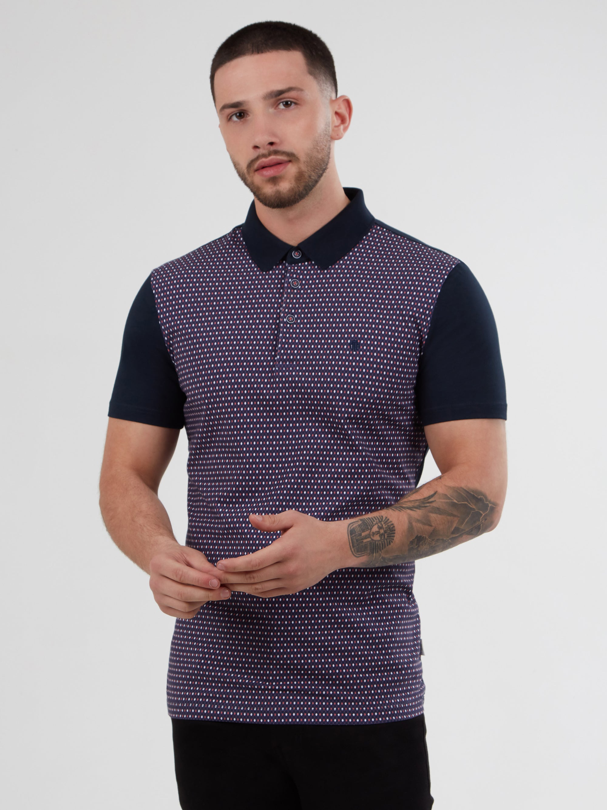Regular Fit Noro Navy Printed Jersey Polo