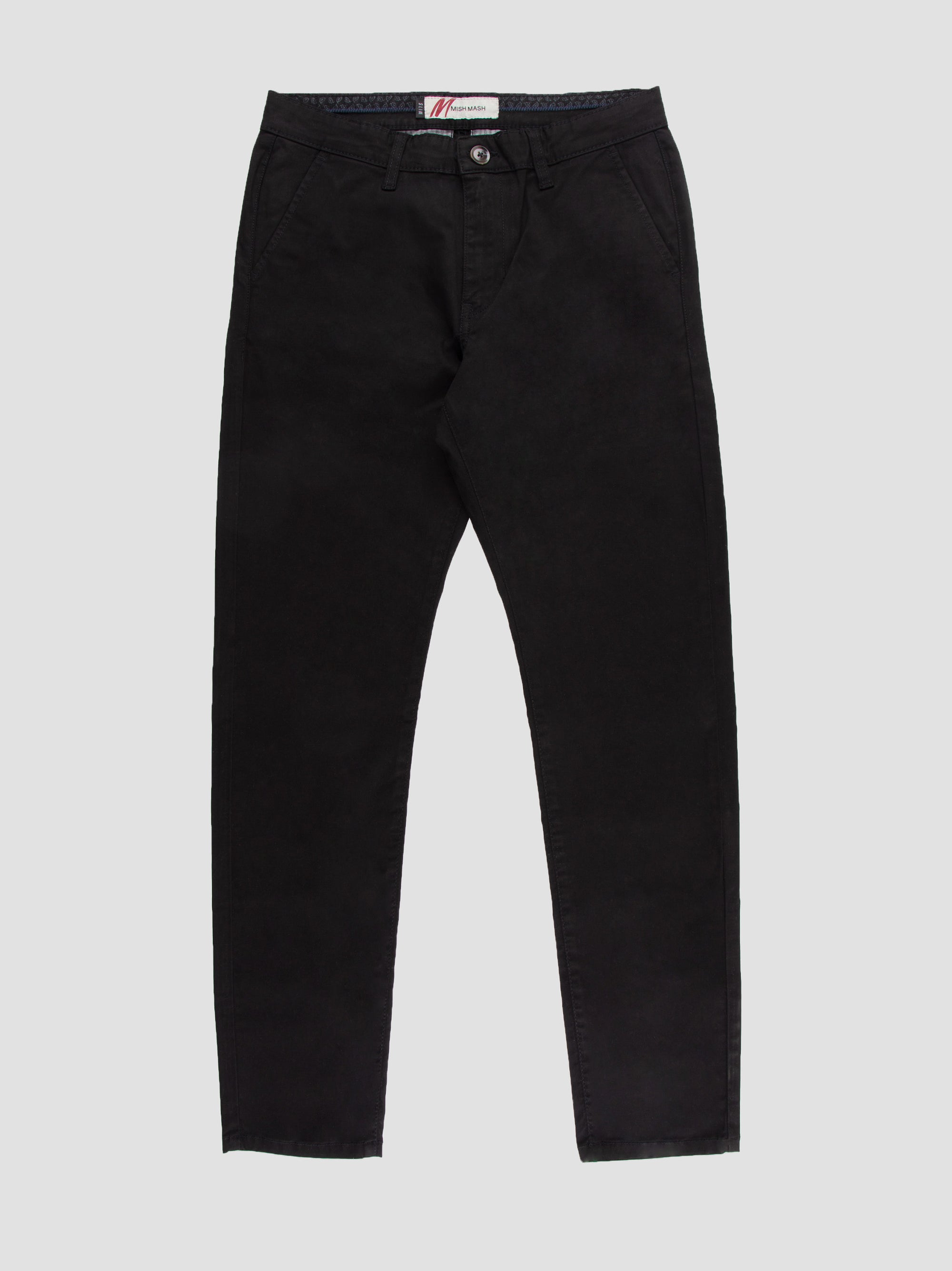 Tapered Fit Mid Stretch Casual Cotton Bromley Black Chino Trouser