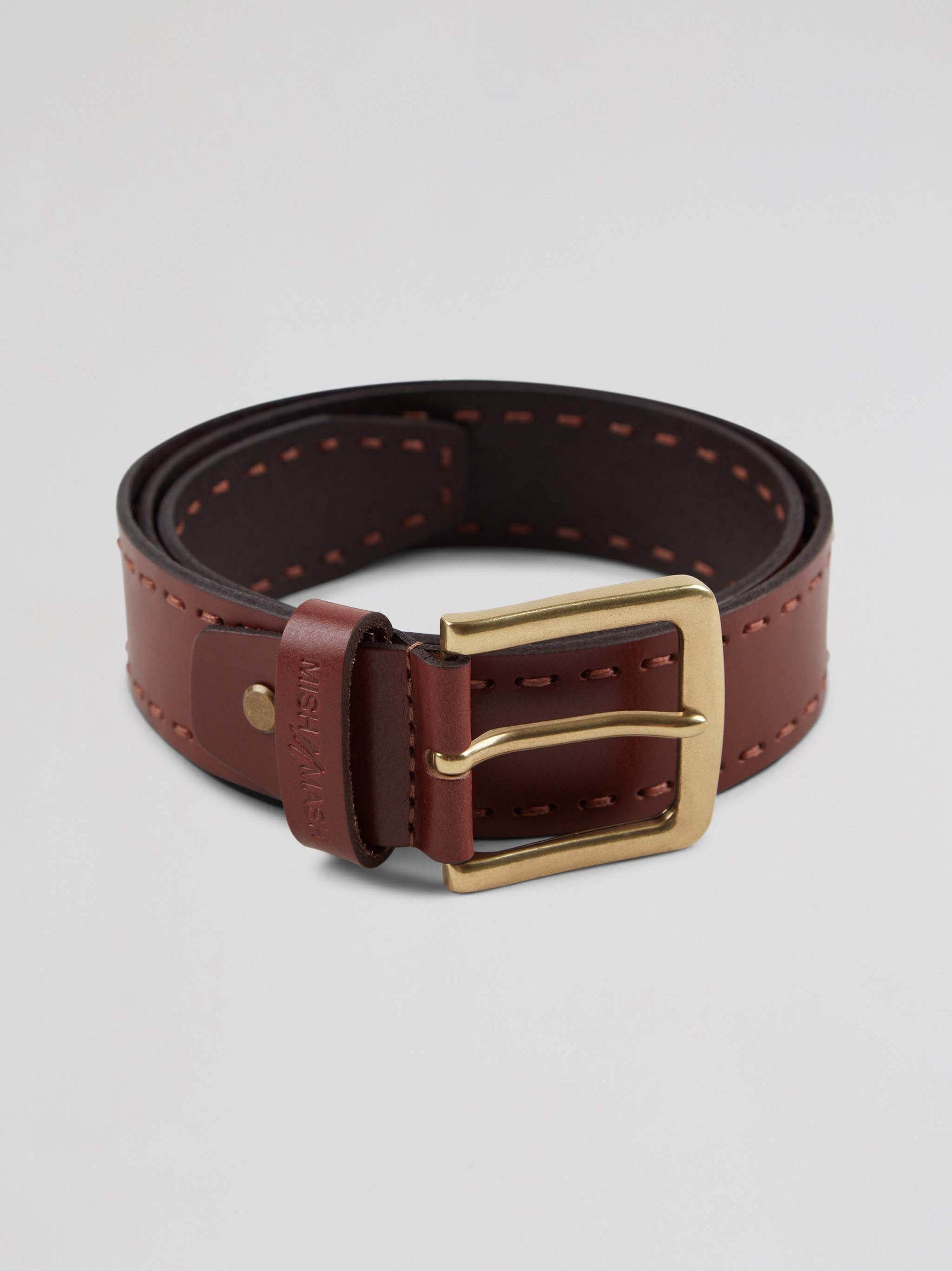 Leather Fixed Dark Tan Jean Belt