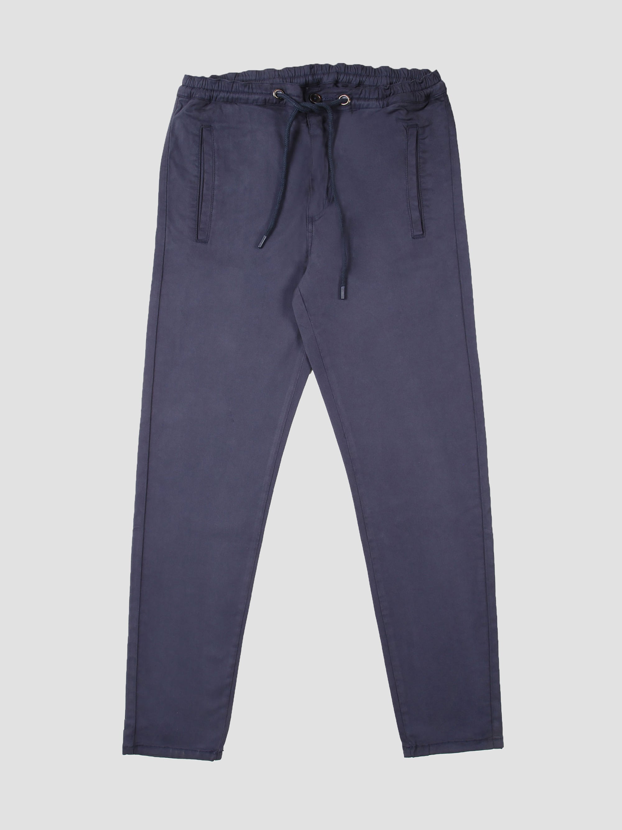 Tapered Fit Mid Stretch Casual Drawstring Indus Navy Trouser
