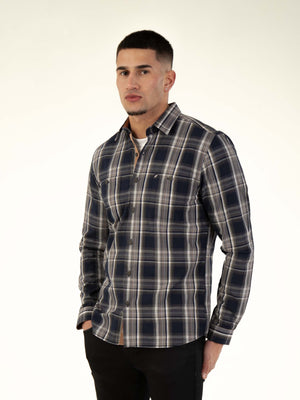 polara-navy-khaki-check-mens-casual-long-sleeve-shirt-mish-mash