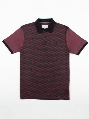 Regular Fit Sirus Burgundy Printed Jersey Polo