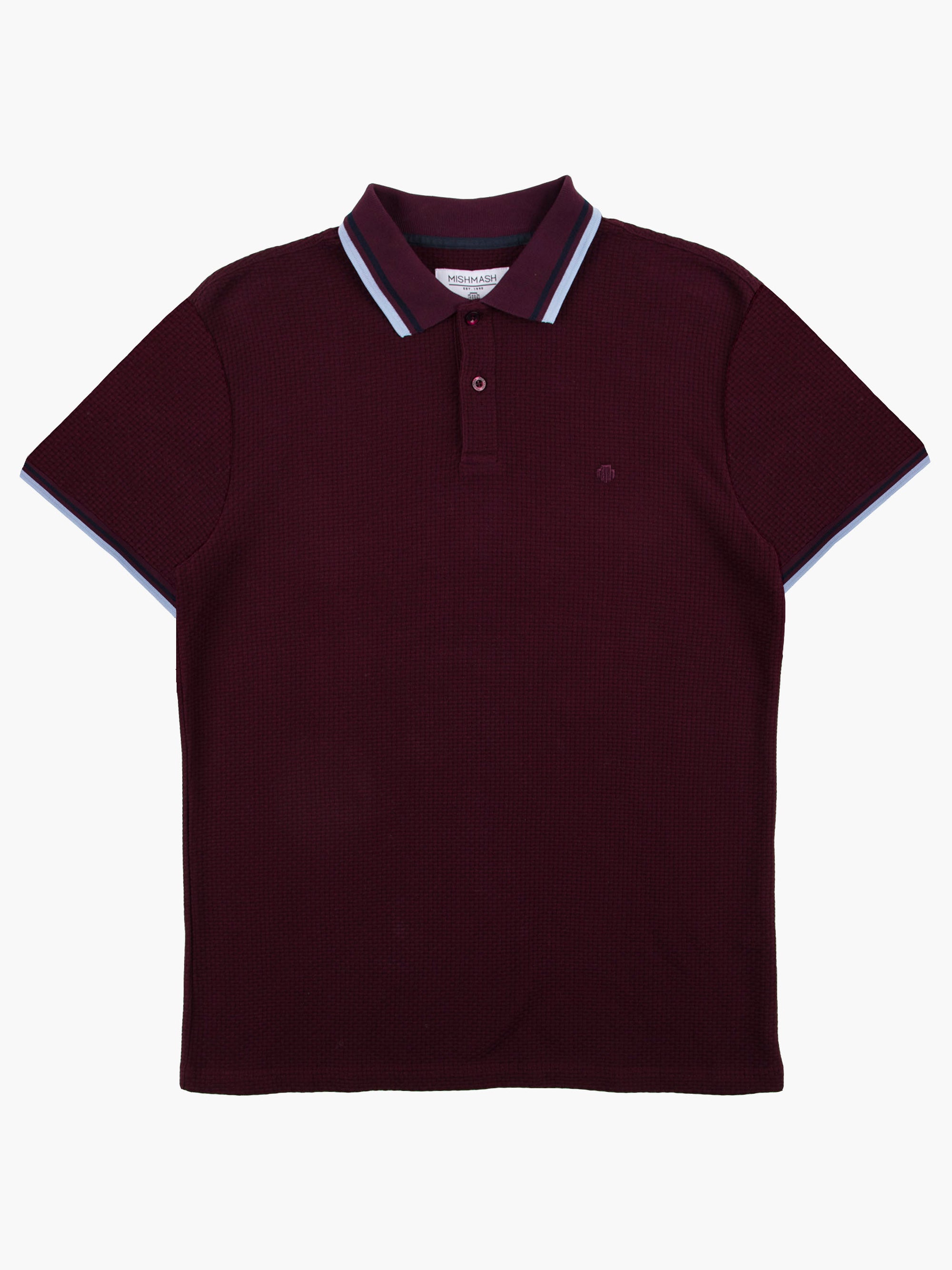 Regular Fit Textured Cotton Jersey Stockholm Burgundy Polo