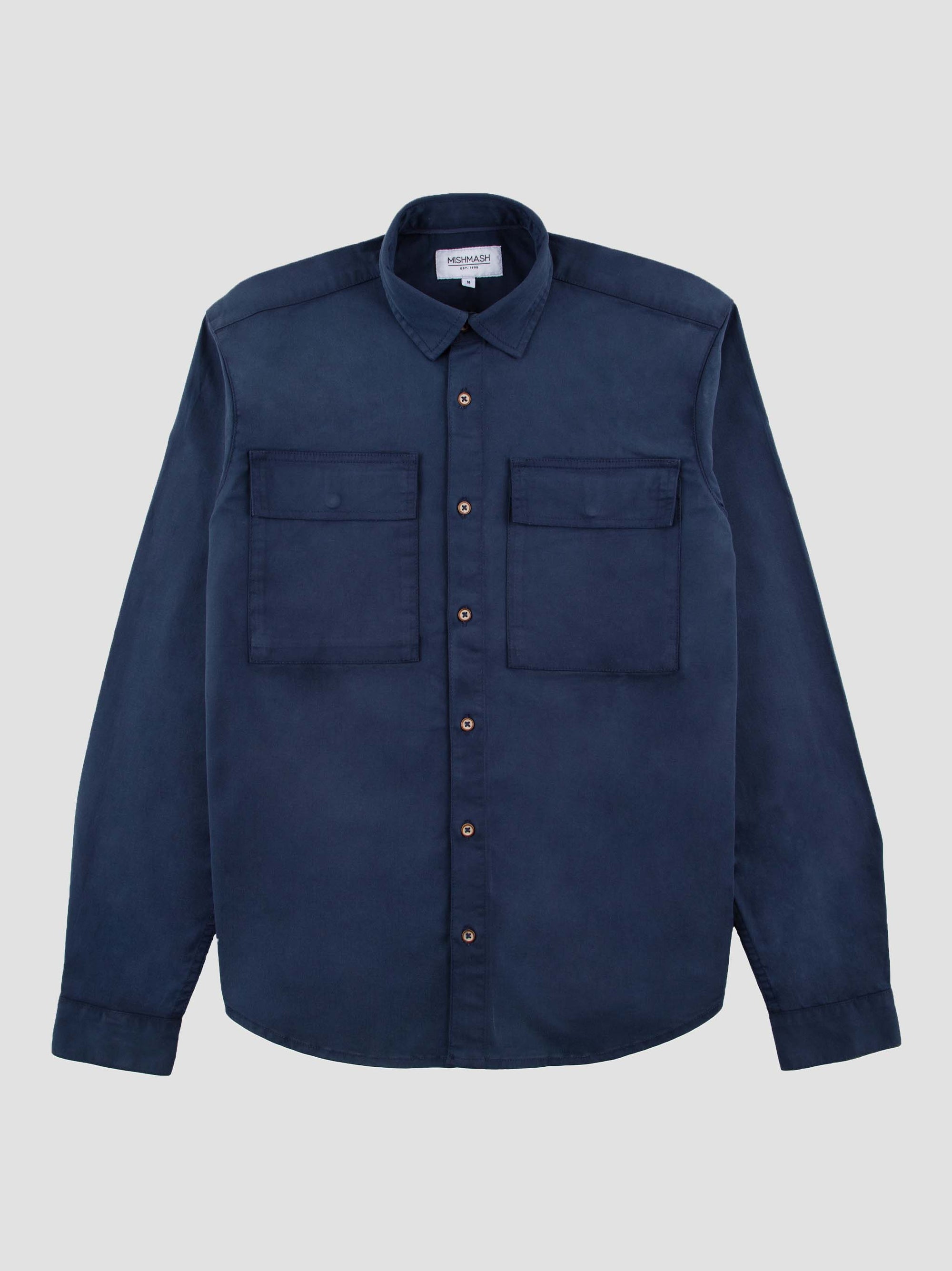 Regular Fit Offshore Navy Twill Casual Long Sleeve Shirt