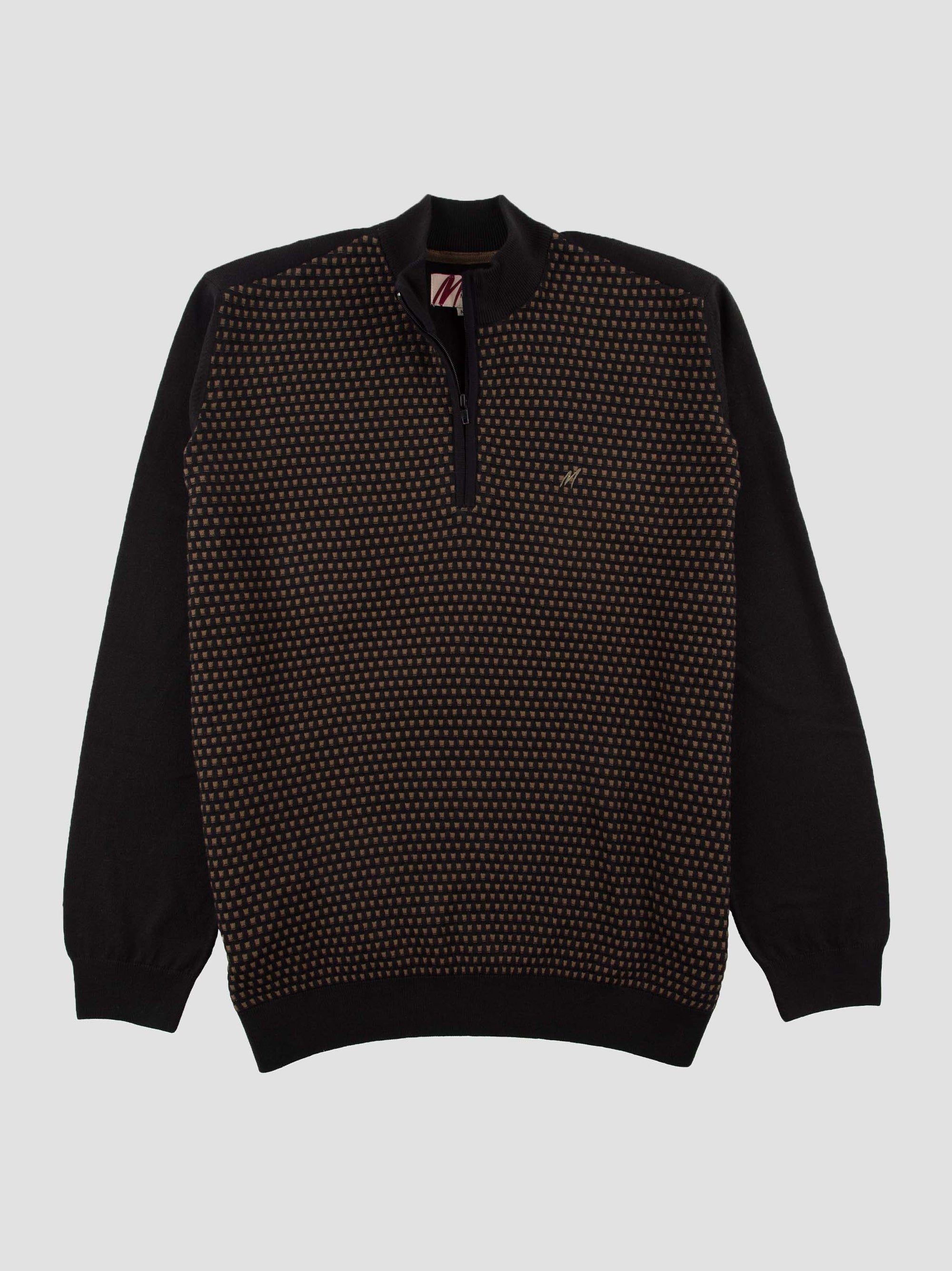 Regular Fit Persian Black Funnel Neck Long Sleeve Knit