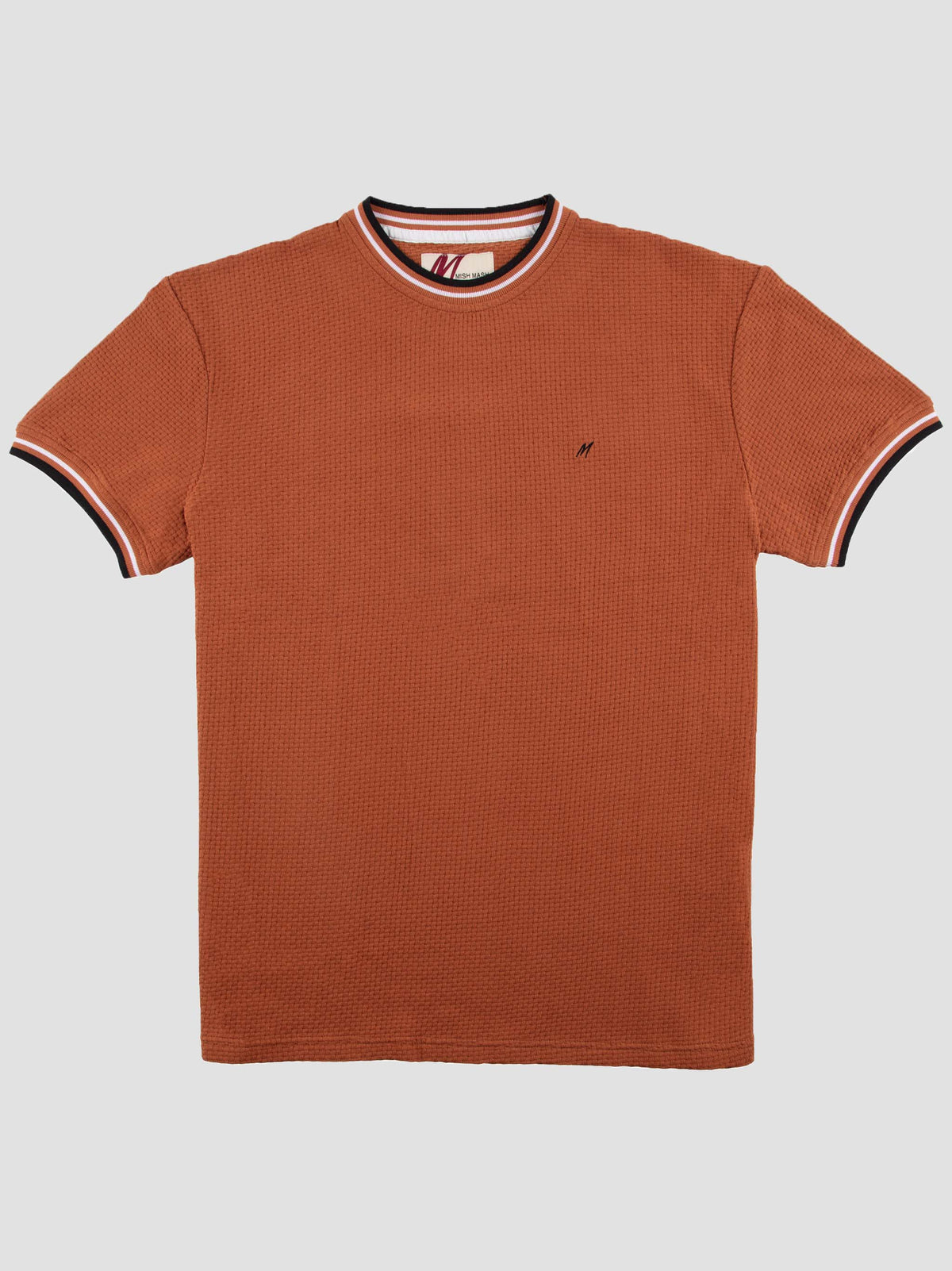 Regular Fit Textured Cotton Jersey Stockholm Camel T-Shirt