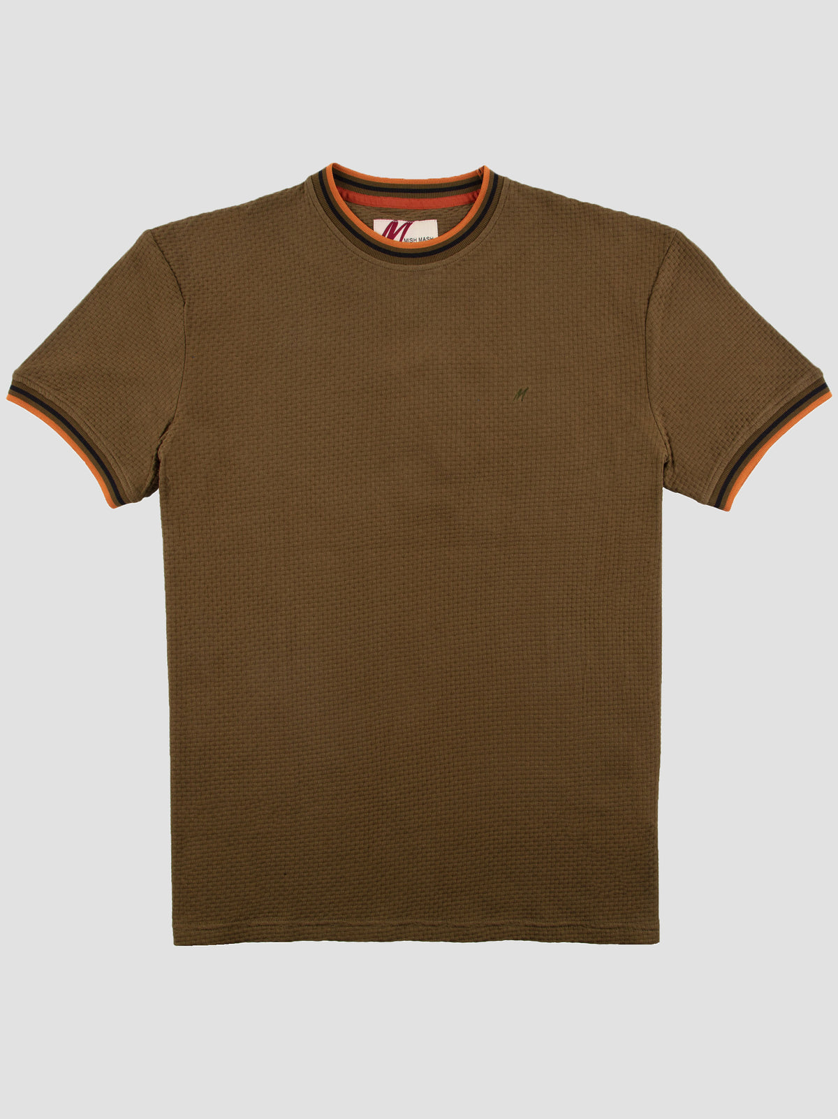 Regular Fit Textured Cotton Jersey Stockholm Khaki T-Shirt